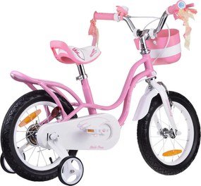 RoyalBaby detský bicykel 14 palcov Little Swan s košíkom a bočnými kolieskami RB14-18 ružový