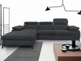 Rohová sedacia súprava Scala, antracitová šedá látka, ľavý roh