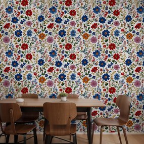 Fototapeta - Kvety v modro-červenej (147x102 cm)