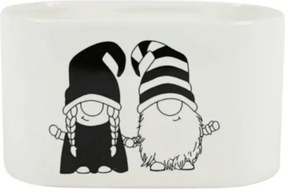 Vianočný kvetináč GNOME LOVE keramický 19,5x11 cm, biely