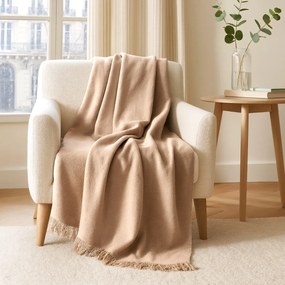 BAVLNENÁ DEKA BAT 200X220 CM SVETLOBÉŽOVÁ