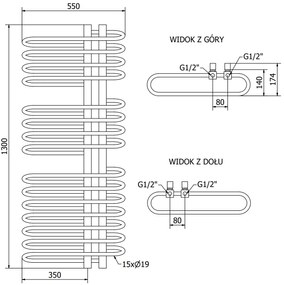 Mexen Ops, elektrické vykurovacie teleso 1300x550 mm + vykurovacia tyč 900 W, biela, W122-1300-550-2900-20