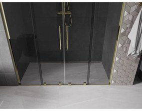 Mexen Velar L Duo, posuvné sprchové dvere do otvoru 180 cm, 8mm šedé sklo, zlatá lesklá, 871-180-003-42-50