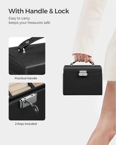 Šperkovnica 3-úrovňová, 2 zásuvky, s cestovným puzdrom, čierna