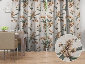 Biante Bavlnený záves Sandra SA-624 Hnedé orchidey na bielom 150x190 cm