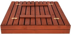 SPRINGOS Uzavreté drevené pieskovisko s lavičkami 120x120 cm – impregnované drevo, s plachtou a netkanou textíliou SBP120SET02