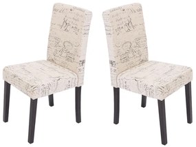 Design-Shop Jedálenská stolička Litta krémová látka (SET 2 ks) - Tmavo hnedá
