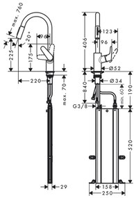 Hansgrohe Focus M41, drezová batéria Focus s výsuvnou spŕškou, sBox, EcoSmart, chrómová, HAN-73895000