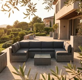 Modulový ratanový záhradný set so stolíkom XL2501 v sivej farbe