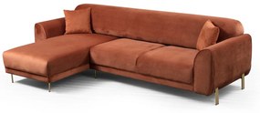 Dizajnová rozkladacia sedačka Haylia 287 cm škoricová - ľavá