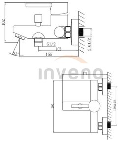 Invena Dokos, vaňová batéria, biela-chrómová, INV-BW-19-002-V
