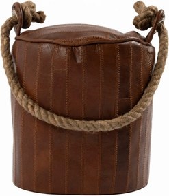 Kožená zarážka k dverám z hladkej hnedej kože s patchworkom – 20*20*20 cm