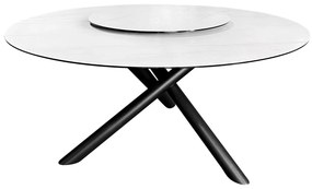Okrúhly jedálenský keramický stôl Ganya 150 cm biely