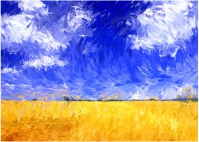 Sklenený obraz - Olejomaľba, Zlaté pole (70x50 cm)