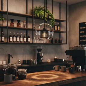 Toolight - Sklenená závesná lampa loft APP558-1CP 25cm 1xE27 60W, čierna, OSW-08751