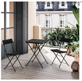 Stilista záhradný polyratanový set, čierny, 2 stoličky+stôl