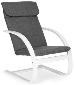 Fínske hojdacie kreslo s opierkou na nohy, sivo/biele, ModernHome