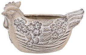 Šedý kvetináč sliepočka veľký - 26*16*15 cm