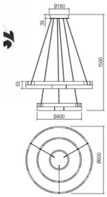 Redo 01-3178 - LED Stmievateľný luster na lanku CASTLE LED/60W/230V zlatá