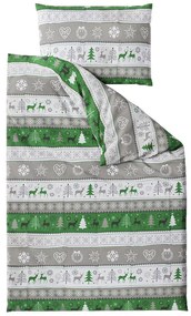 Bavlnené obliečky ZIMNÉ SOBY zelené Rozmer obliečky: 70 x 90 cm | 140 x 200 cm