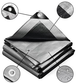 Foxigy Krycia plachta strieborno - čierna 15x20 m 260 g/m2