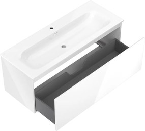 Mexen Orio, kúpeľňová skrinka 120 cm s umývadlom Vela, 1 zásuvka, biela lesklá, 91A10-12047-1-BF00-W23M00