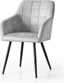 Sada štyroch jedálenských stoličiek LUXANO zamatové, sivé / čierne nohy (4 ks)