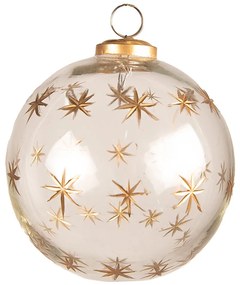 Transparentná vianočná sklenená ozdoba so zlatými vločkami - Ø 12*12 cm
