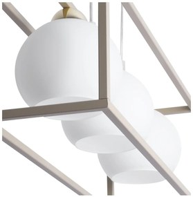 Závesné svietidlo Eliza Cage, 3x biele sklenené tienidlo v kovovom ráme