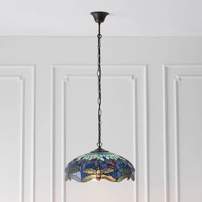 Endon 64080 - Luster na reťazi Tiffany DRAGONFLY 3xE27/60W/230V priemer 41 cm