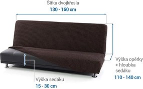 Super strečové poťahy NIAGARA čokoládová dvojkreslo s drevenými rúčkami (š. 130 - 160 cm)
