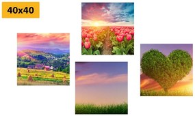 Set obrazov príroda v pastelových farbách