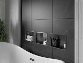 Mexen X-Wall-R, polica na zapustenie s prírubou  30 x 20 cm, grafitová matná - 19E0302010