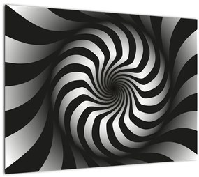 Abstraktný sklenený obraz čiernobiele špirály (70x50 cm)