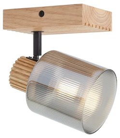 Moderné bodové svietidlo drevo s dymovým sklom otočné a naklápacie - Gracy