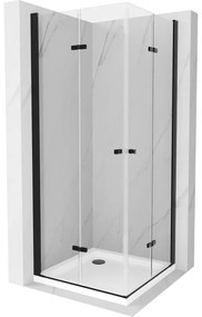 Mexen Lima Duo sprchová kabína, skladacie dvere 80 x 80 cm, transparentnéné, čierna + závesný bidet Flat