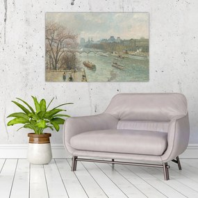 Obraz - Camille Pissarro, The Louvre, Afternoon, Rainy Weather, reprodukcia (90x60 cm)