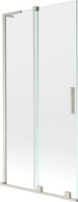 Mexen Velar L, 2-krídlová posuvná vaňová zástena 90 x 150 cm, 8mm číre sklo, brúsená oceľ, 896-090-003-01-97