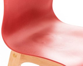 Barová stolička Hoover - plast, drevené nohy natur - Červená