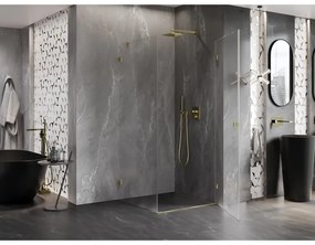 Mexen Lunar-B L, 1-krídlový sprchový kút, pravý, 80 x 80 cm, 8mm číre sklo, zlatý matný profil, 832L-080-080-55-00-P