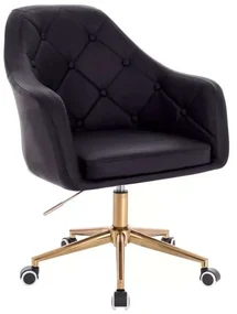 LuxuryForm DESIGN Kreslo ANDORA na zlaté podstave s kolieskami - čierne