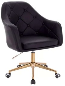 LuxuryForm DESIGN Kreslo ANDORA na zlatej podstave s kolieskami - čierne