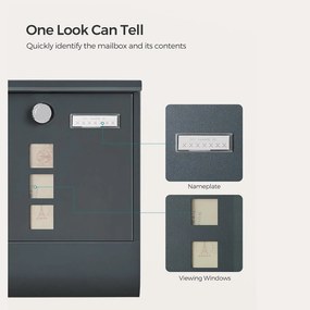 Poštová schránka s priehradkou na noviny, antracitovo sivá
