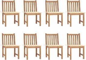 vidaXL Záhradné stoličky 8 ks s podložkami tíkový masív