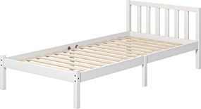 HOMCOM Drevený rám postele s čelom pre matrac 90x190 cm (nie je súčasťou) Nosnosť 120 kg 198x96x70 cm Biela | Aosom