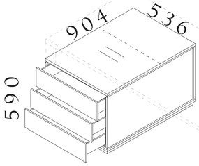 Kontajner Creator 90,4 x 53,6 cm, 2-modulový - ľavý, antracit / biela