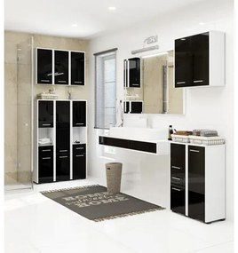 Kúpeľňová závesná skrinka FIN W60 2D-čierna / biela
