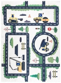 Dywany Łuszczów, Detský kusový koberec Bambino 2223 Streets cars cream, 160x220, béžová, detská izba