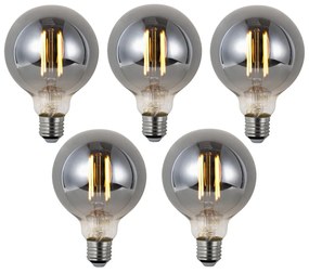 Sada 5 ks Inteligentné stmievateľné LED žiarovky E27 G95 dymové 4,9 W 150 lm 1800 K