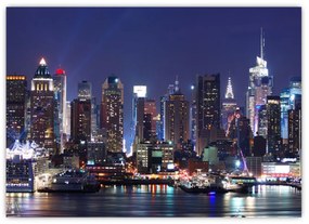 Sklenený obraz - Osvetlené New Yorské mrakodrapy (70x50 cm)
